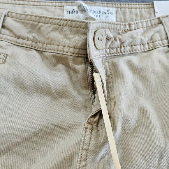 Aeropostale Pants Womens 13/14R Beige Cotton Pockets Flared Stretch Y2K Grunge - Picture 11 of 16